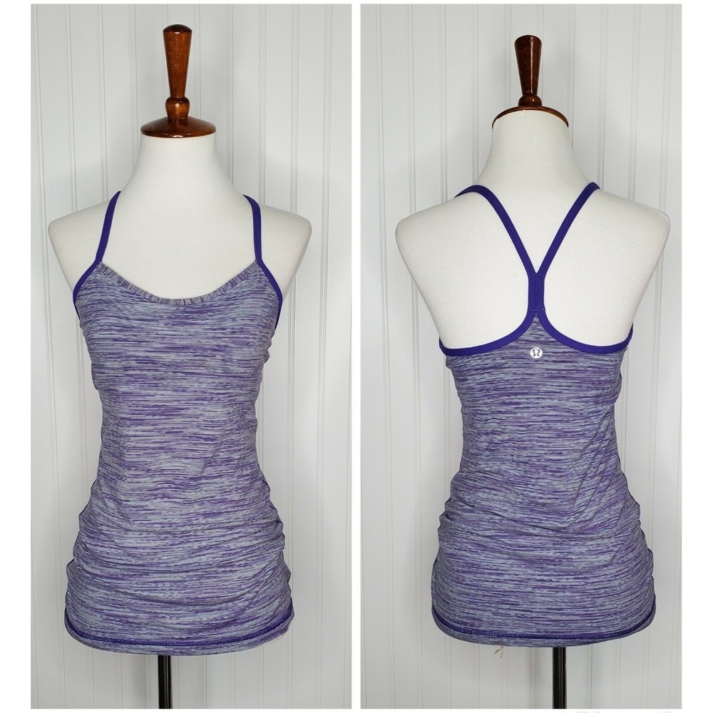 Lululemon Power Y Tank Top size 4 Purple Stripe Space dye Workout Yoga